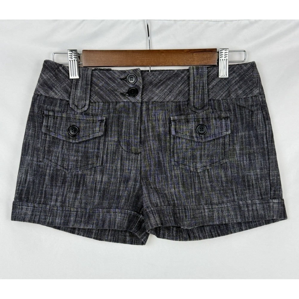 I.Q. Authentic Brand Grey‎ Heathered Micro Shorts Y2K Indie Sleaze Juniors 3 EUC
